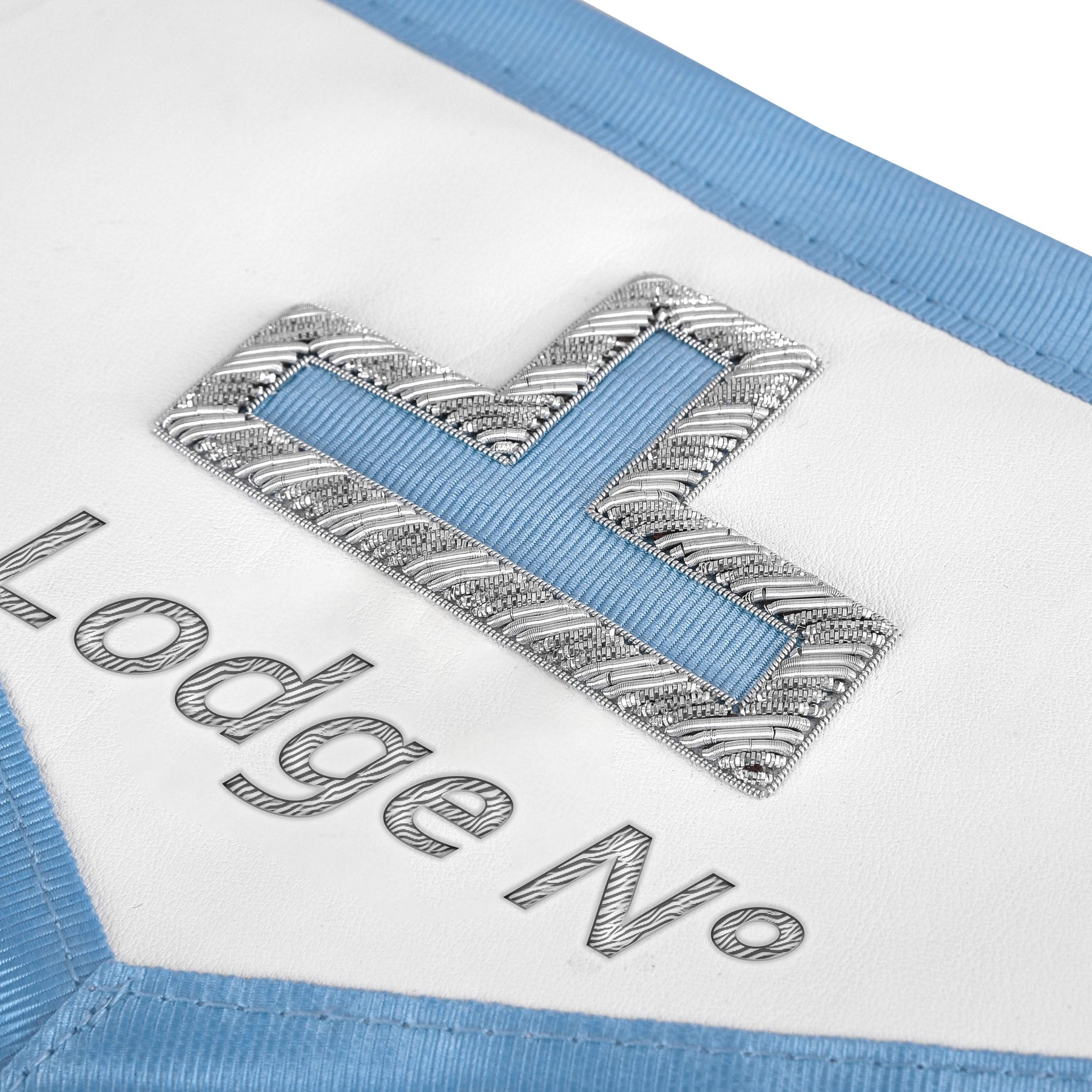 Past Master Blue Lodge California Regulation Apron - Turquoise Blue With Silver Hand Embroidery - Bricks Masons