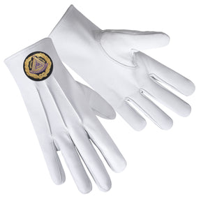 Grand Master Blue Lodge Glove -  Leather With Black Patch - Bricks Masons