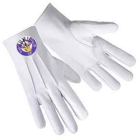 Order Of Elks Glove - White Leather With Purple Emblem - Bricks Masons