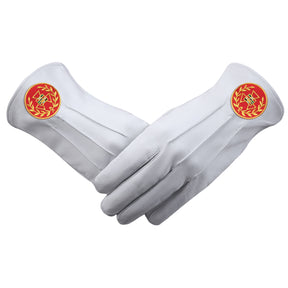 Past Grand High Priest Royal Arch Chapter Glove - Leather With Red Patch & Wreath - Bricks Masons