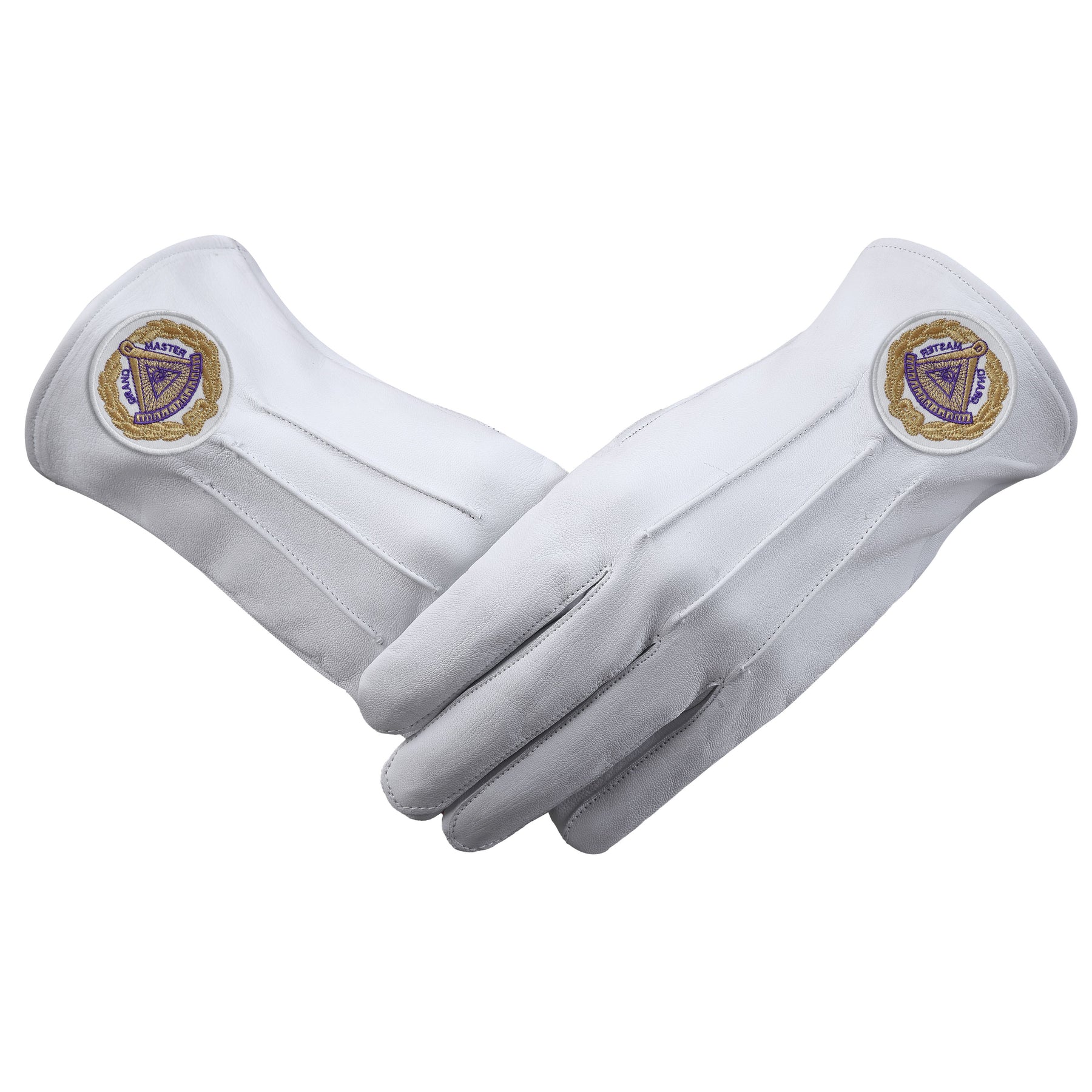 Grand Master Blue Lodge Glove - Leather With Gold Emblem - Bricks Masons