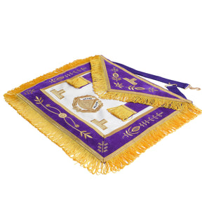 Grand Master Blue Lodge Apron - Purple With Gold Emblem With Wreath - Bricks Masons