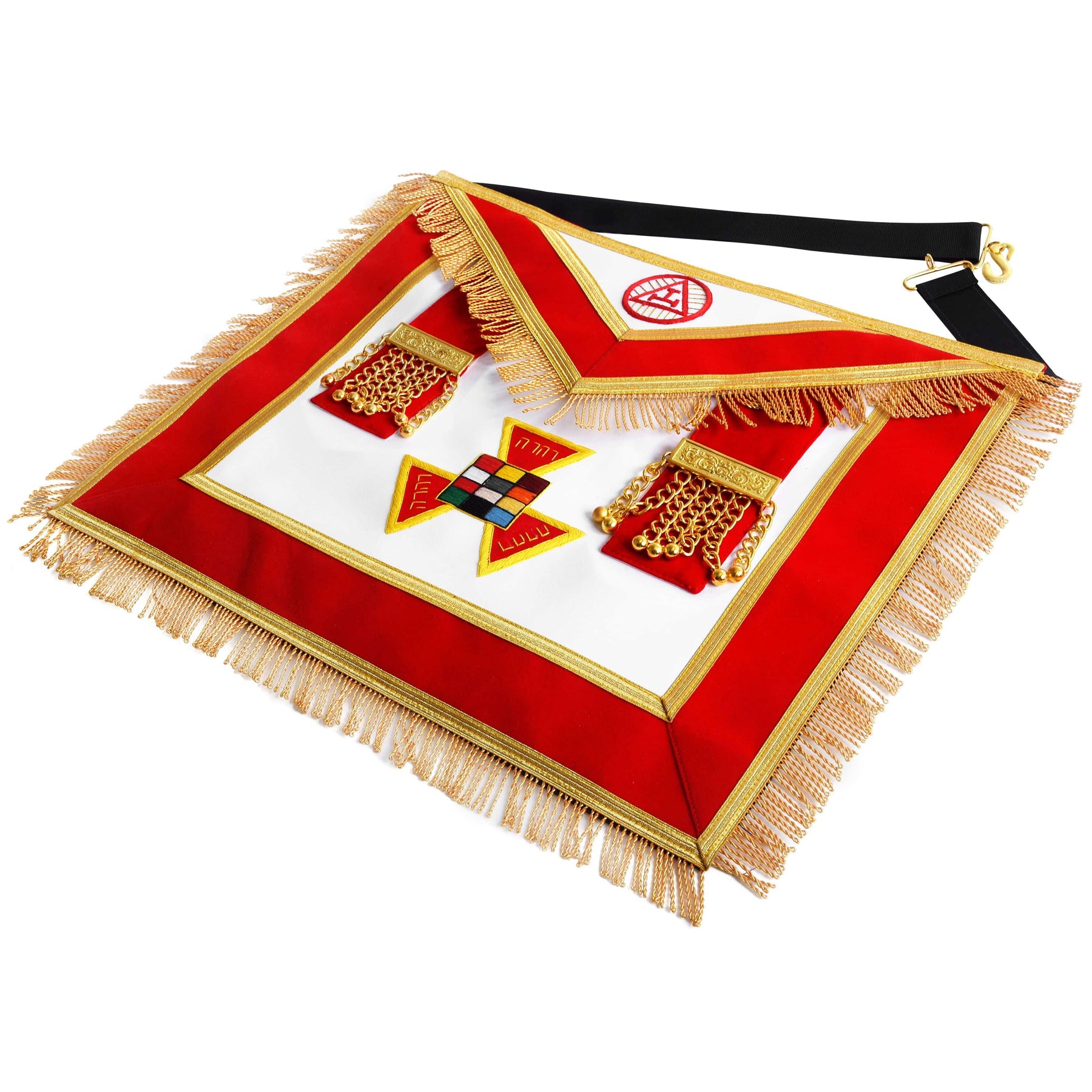 Past High Priest Royal Arch Chapter Apron - Red Velvet with Side Tabs