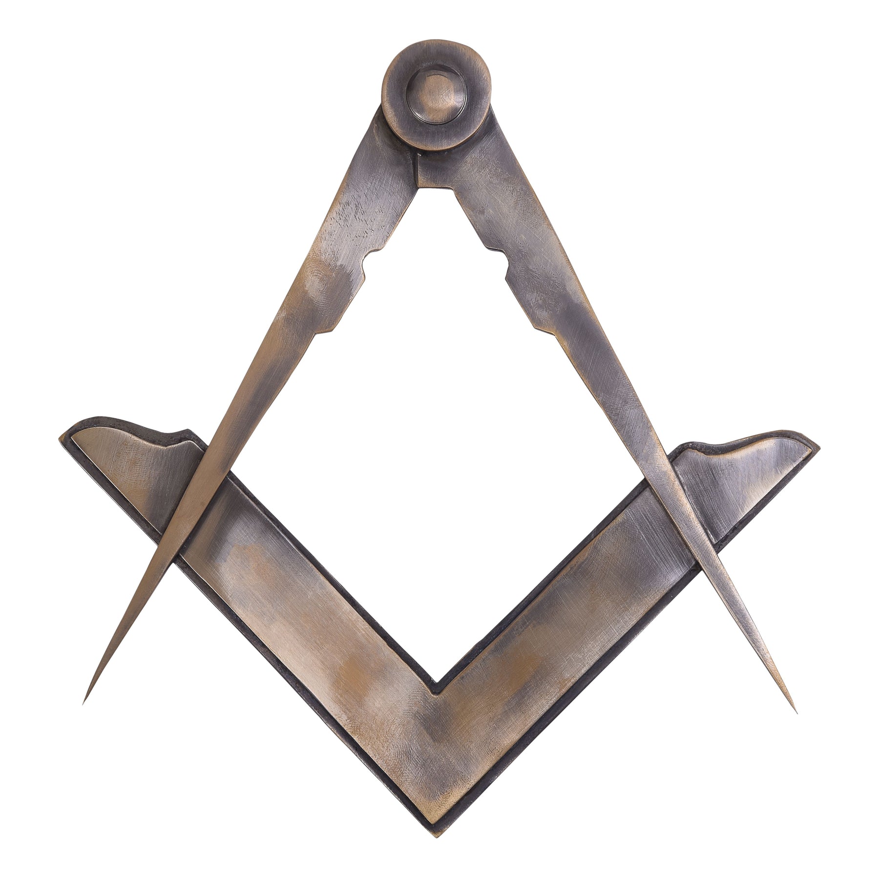 Masonic Emblem - Square & Compass Pure Brass Antique Color - Bricks Masons