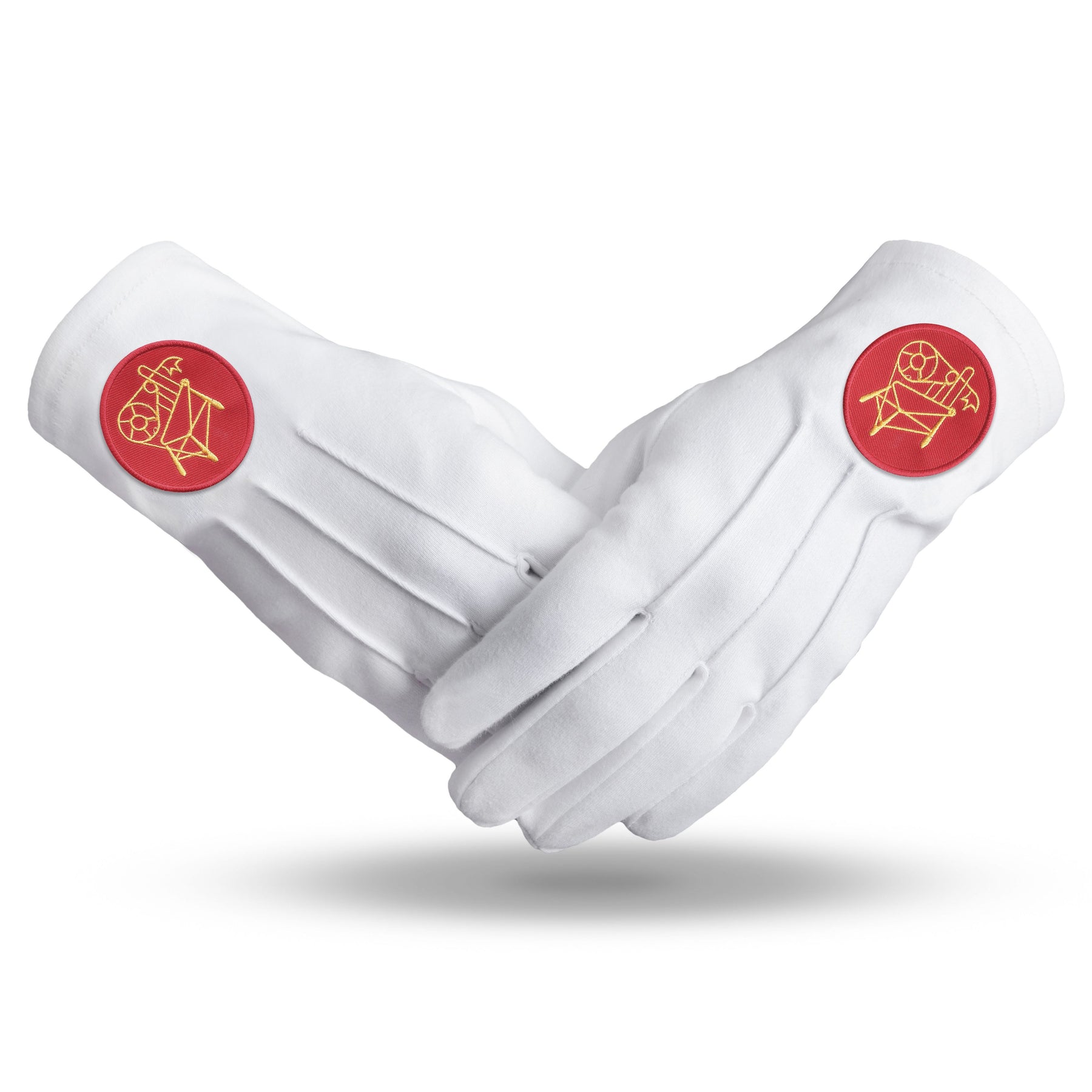 Heroines Of Jericho PHA Glove - White Cotton With Red Round Patch - Bricks Masons