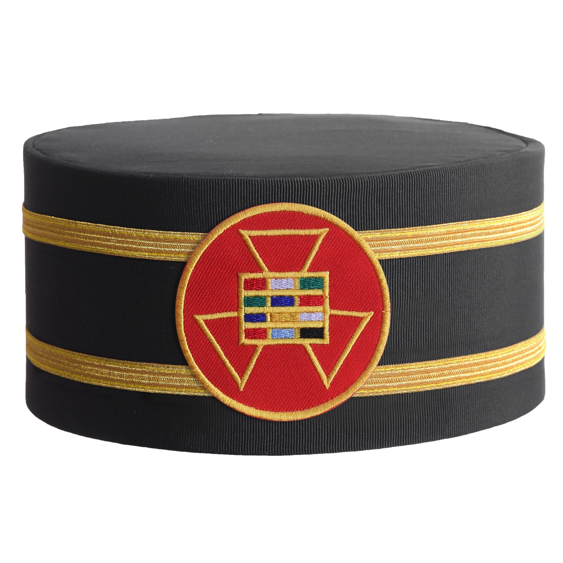 Past High Priest Royal Arch Chapter Crown Cap - Round Red Patch With Double Braid - Bricks Masons