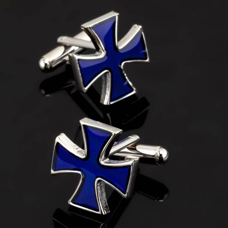 Knights Templar Commandery Cufflink - Light Blue Cross