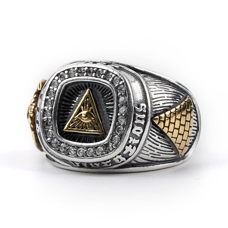 Eye Of Providence Ring - Single Domineering Index Opening Adjustable - Bricks Masons