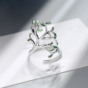 925 Sterling Silver Tree of Life Green  Adjustable Sterling Silver - Bricks Masons