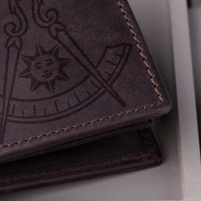 Past Master Blue Lodge California Regulation Wallet - Handmade Leather - Bricks Masons