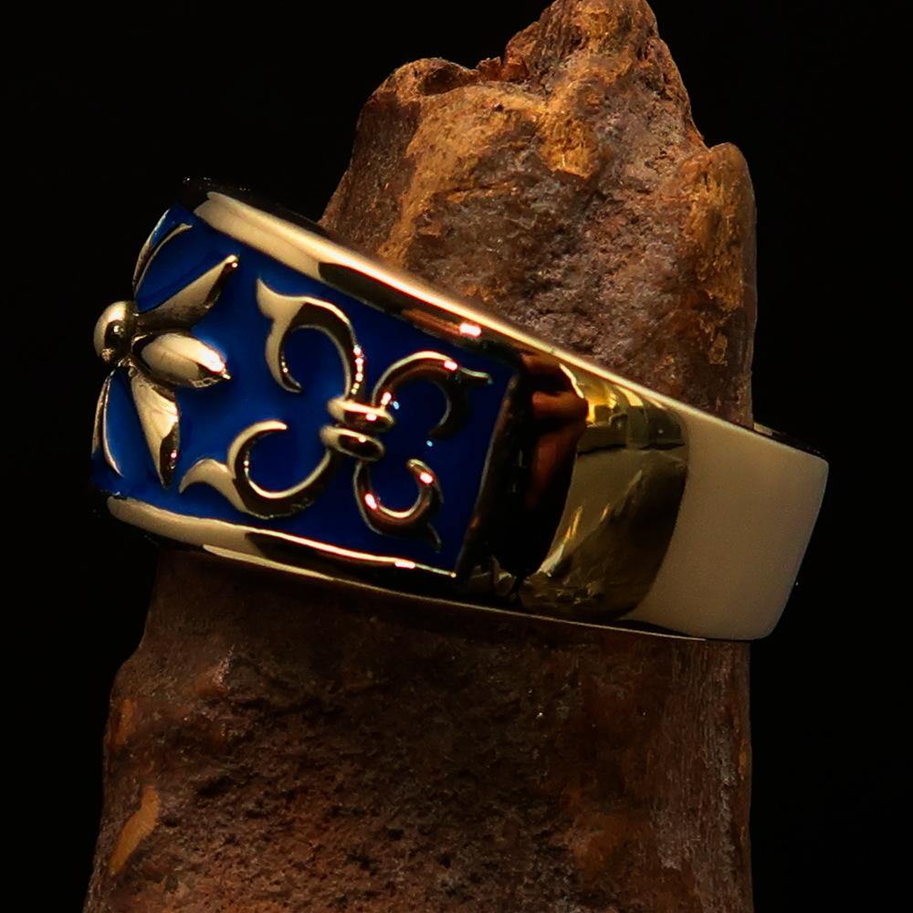 Knights Templar Commandery Ring - Blue & Gold Brass Cross