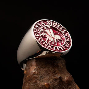 Knights Templar Commandery Ring - Sterling Silver Red Sigillum MilItum XPISTI