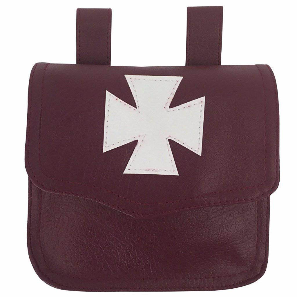 Knights Templar Commandery Alms Bag - Brown Leather