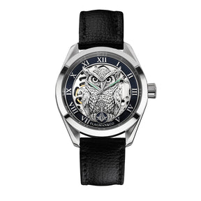 Reloj de pulsera Master Mason Blue Lodge - Búho con bisel azul, escuadra y compás G