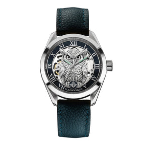Reloj de pulsera Master Mason Blue Lodge - Búho con bisel azul, escuadra y compás G