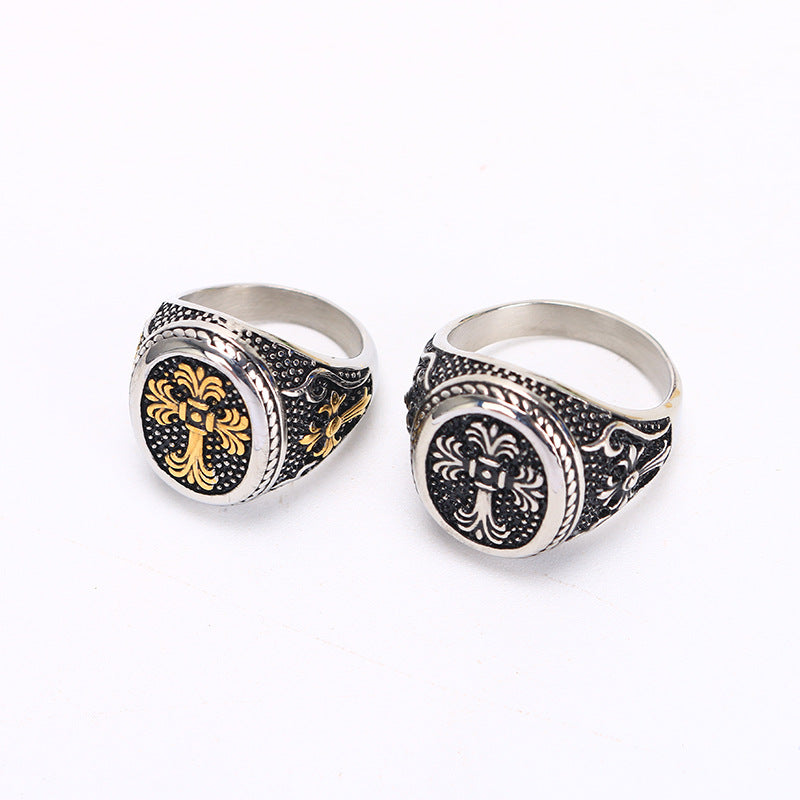 Knights Templar Commandery Ring - Titanium Steel Polished - Bricks Masons