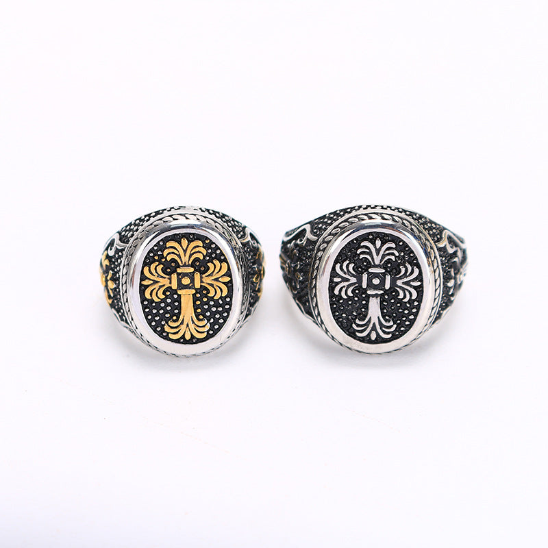 Knights Templar Commandery Ring - Gold Titanium Steel Polished - Bricks Masons