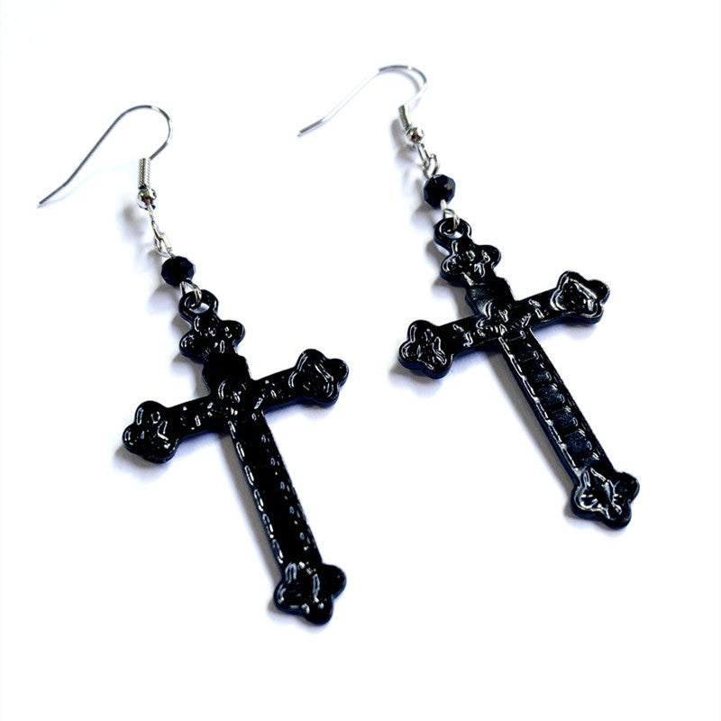 Knights Templar Commandery Earrings - Black Cross Pendant - Bricks Masons