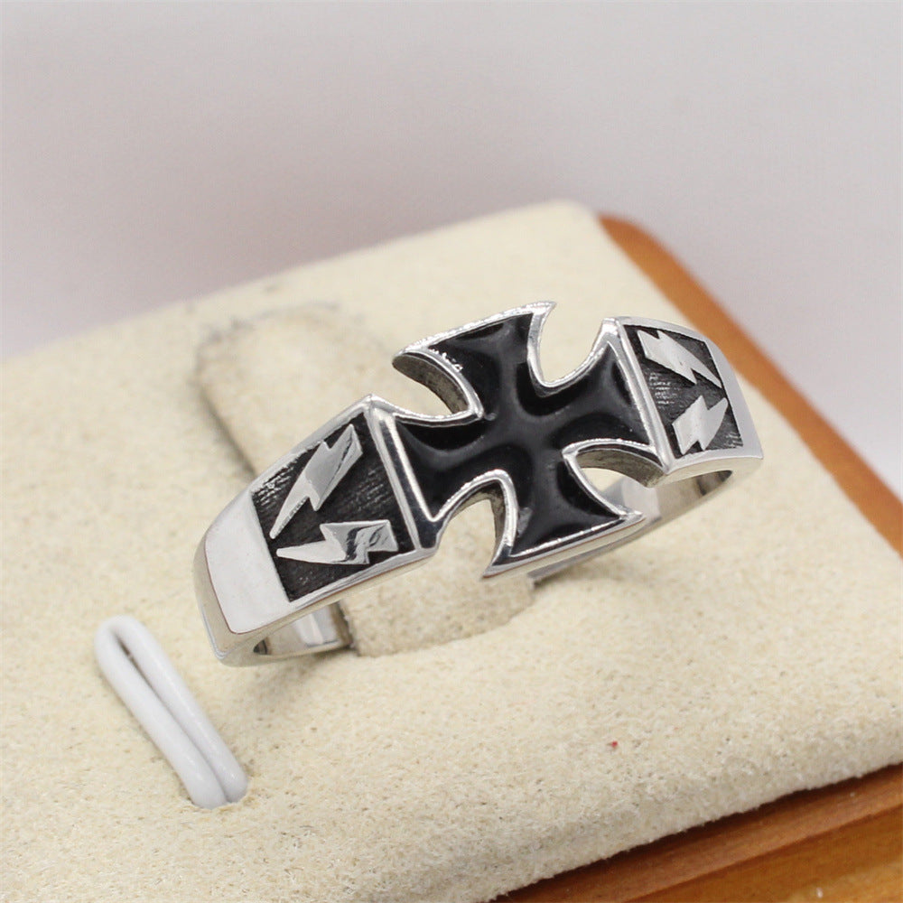 Knights Templar Commandery Ring - Cross Titanium Steel Various Colors - Bricks Masons