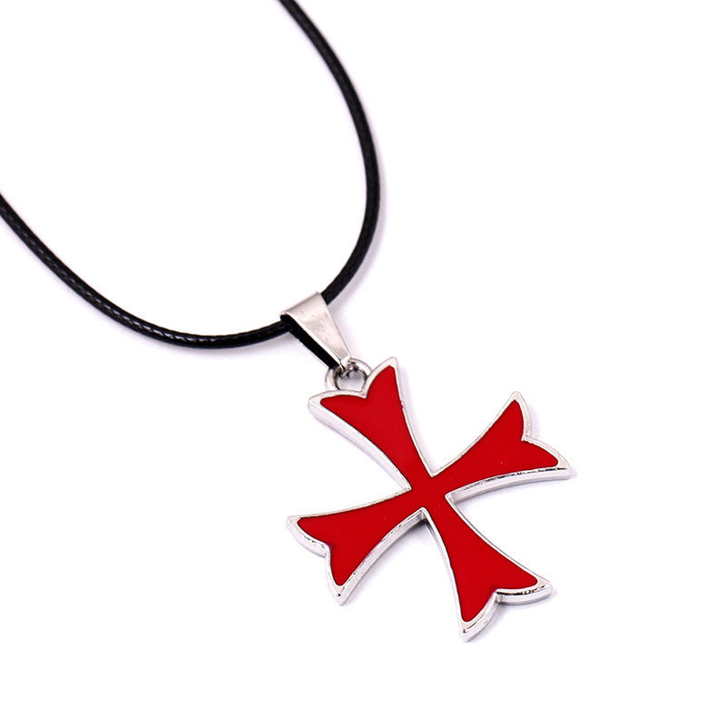 Knights Templar Commandery Necklace - Various Colors Cross-Shaped Pendant - Bricks Masons