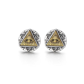 Eye Of Providence Earring - Gold & Silver All Seeing Eye - Bricks Masons