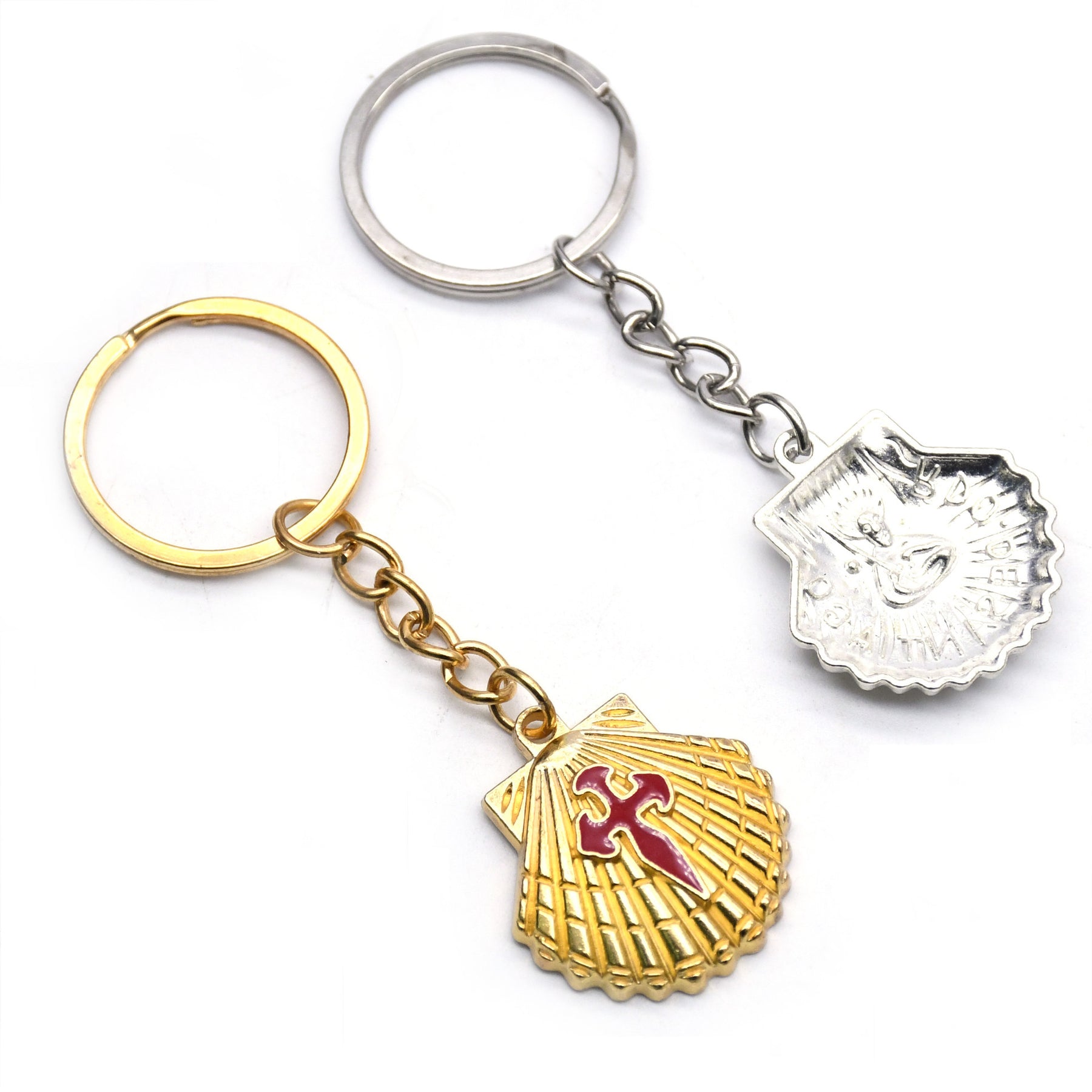 Knights Templar Commandery Keychain - Silver Cross Shell Cross Pendant - Bricks Masons