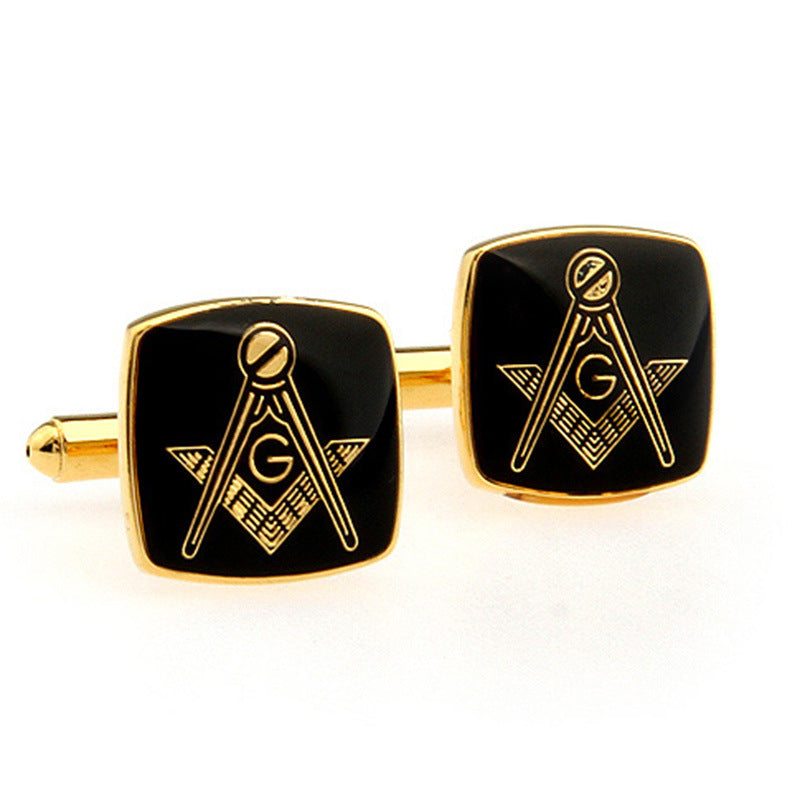 Master Mason Blue Lodge Cufflink - Various Colors Square & Compass G - Bricks Masons