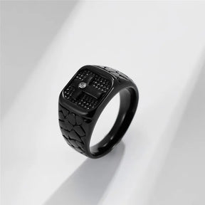 Knights Templar Commandery Ring - Punk Black Gold Color Cross Titanium steel - Bricks Masons