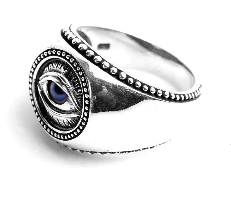 Eye Of Providence Ring - Blue All-Seeing Eye Zinc Alloy - Bricks Masons