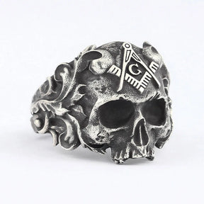 Anillo de la Logia Azul de Maestro Masón - Anillo de plata de ley Cuadrado y Compás G