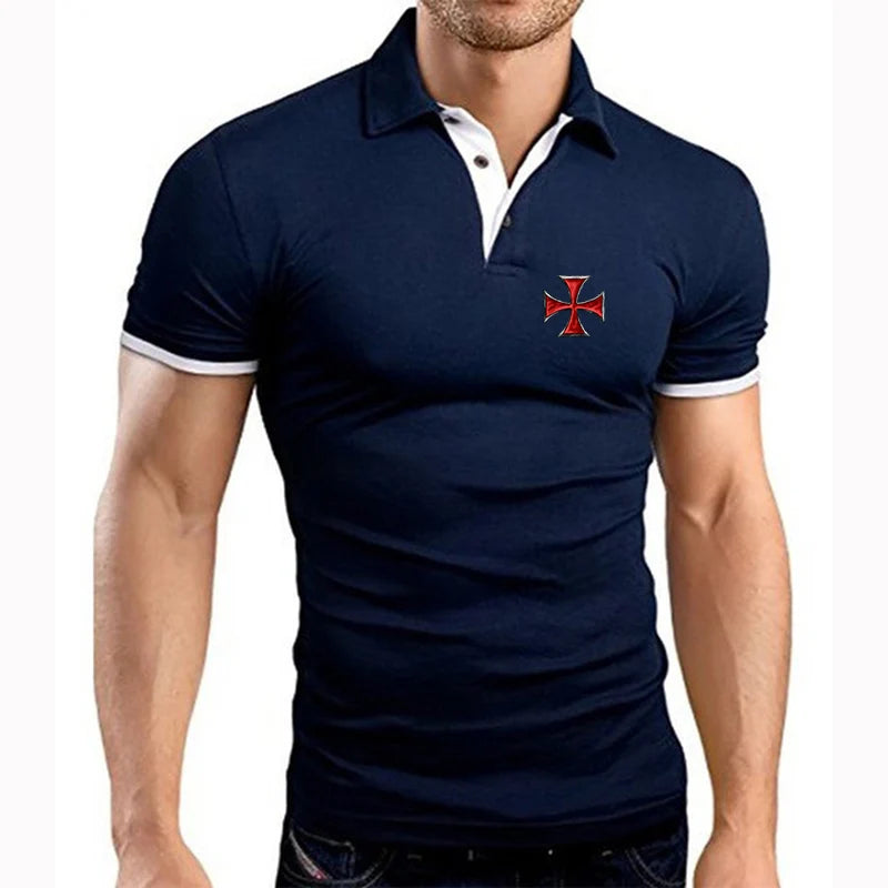 Knights Templar Commandery Polo Shirt - Navy Blue Breathable Cotton