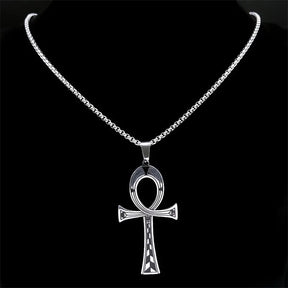 Ancient Egypt Necklace - Ankh Cross With Chain Stainless Steel - Bricks Masons