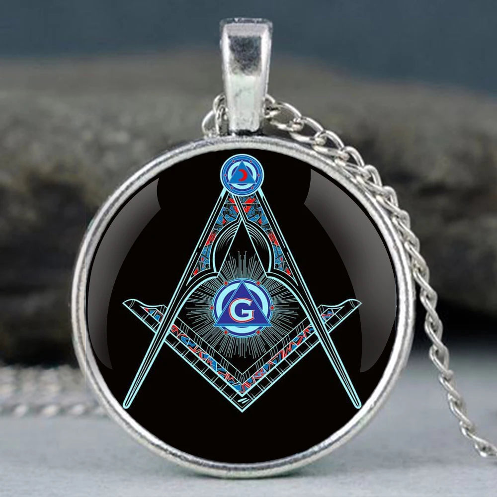 Master Mason Blue Lodge Pocket Watch - Pendant Chain Masonic Timepiece - Bricks Masons