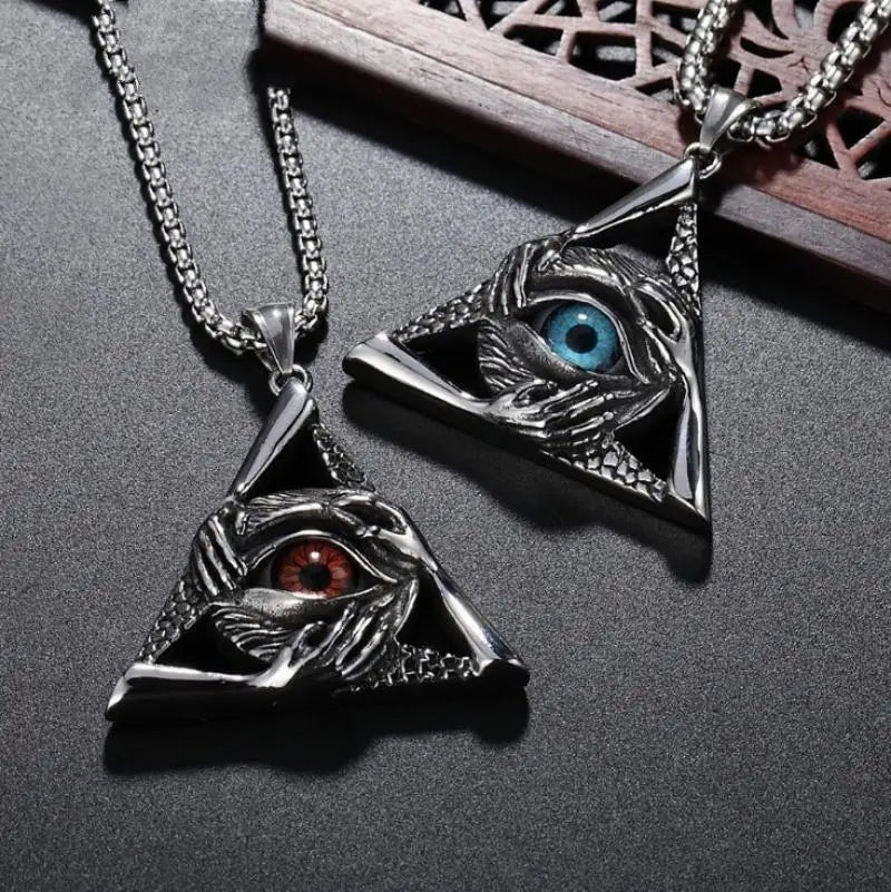 Ancient Egypt Necklace - Eye Of Horus Personalized Triangle Eye - Bricks Masons