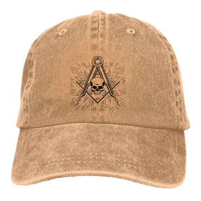 Master Mason Blue Lodge Baseball Cap - Square & Compass With Skull