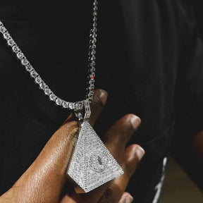 Eye Of Providence Necklace - Triangle Egyptian Pyramid Iced Out - Bricks Masons