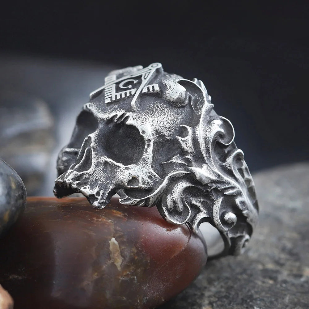 Anillo de la Logia Azul de Maestro Masón - Anillo de plata de ley Cuadrado y Compás G