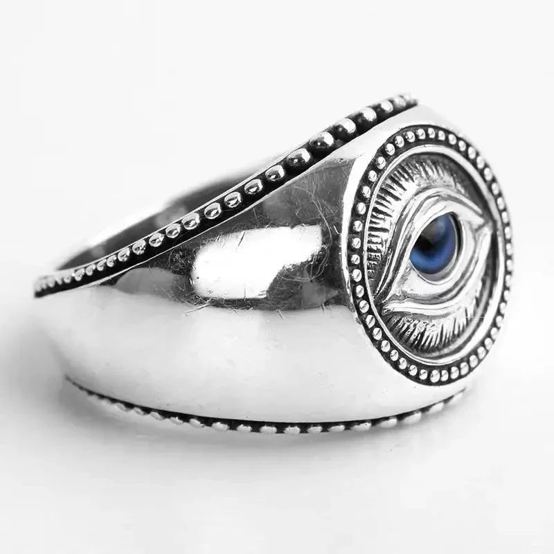 Eye Of Providence Ring - Blue All-Seeing Eye Zinc Alloy - Bricks Masons