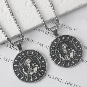 Knights Templar Commandery Necklace  - Stainless Steel Saint St. Benedict - Bricks Masons