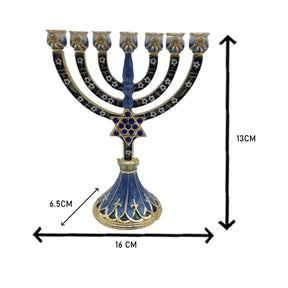 Ancient Israel Candle Holder - Hanukkah Enamel Menorah Embellished Candle Holder - Bricks Masons