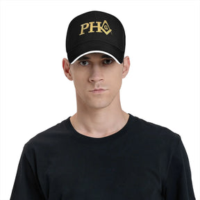 Master Mason Blue Lodge Baseball Cap - 
Black Adjustable PHA Embroidered Hat - Bricks Masons