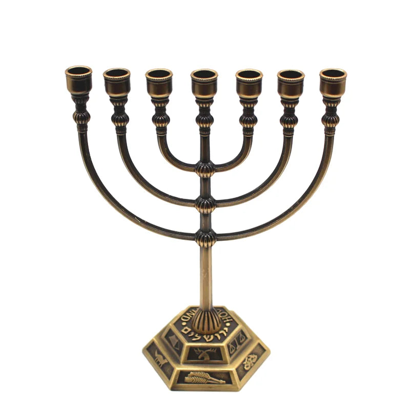 Ancient Israel Candle Holder- Menorah Hanukkah  Jerusalem 12 Tribes Jewish - Bricks Masons