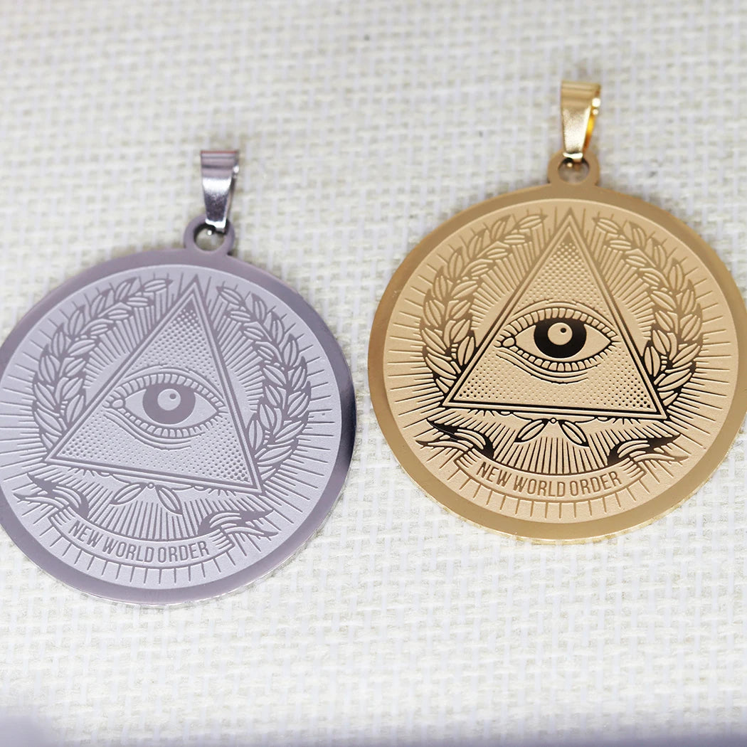 Eye Of Providence Pendant - Plated Stainless Steel (2Pcs) - Bricks Masons