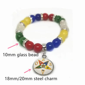 OES Bracelet - Colorful Glass Beads - Bricks Masons