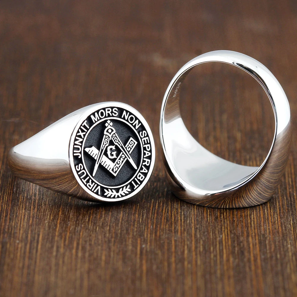 Anillo Master Mason Blue Lodge - S&amp;C G Virtus Junxit Mors Non Separabit Sterling