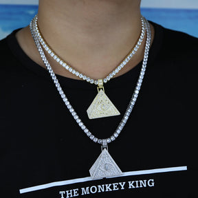 Eye Of Providence Necklace - Triangle Egyptian Pyramid Iced Out - Bricks Masons