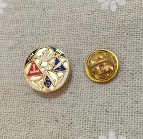 Blue Lodge / Royal Arch / Council / Knights Templar Lapel Pin - Round