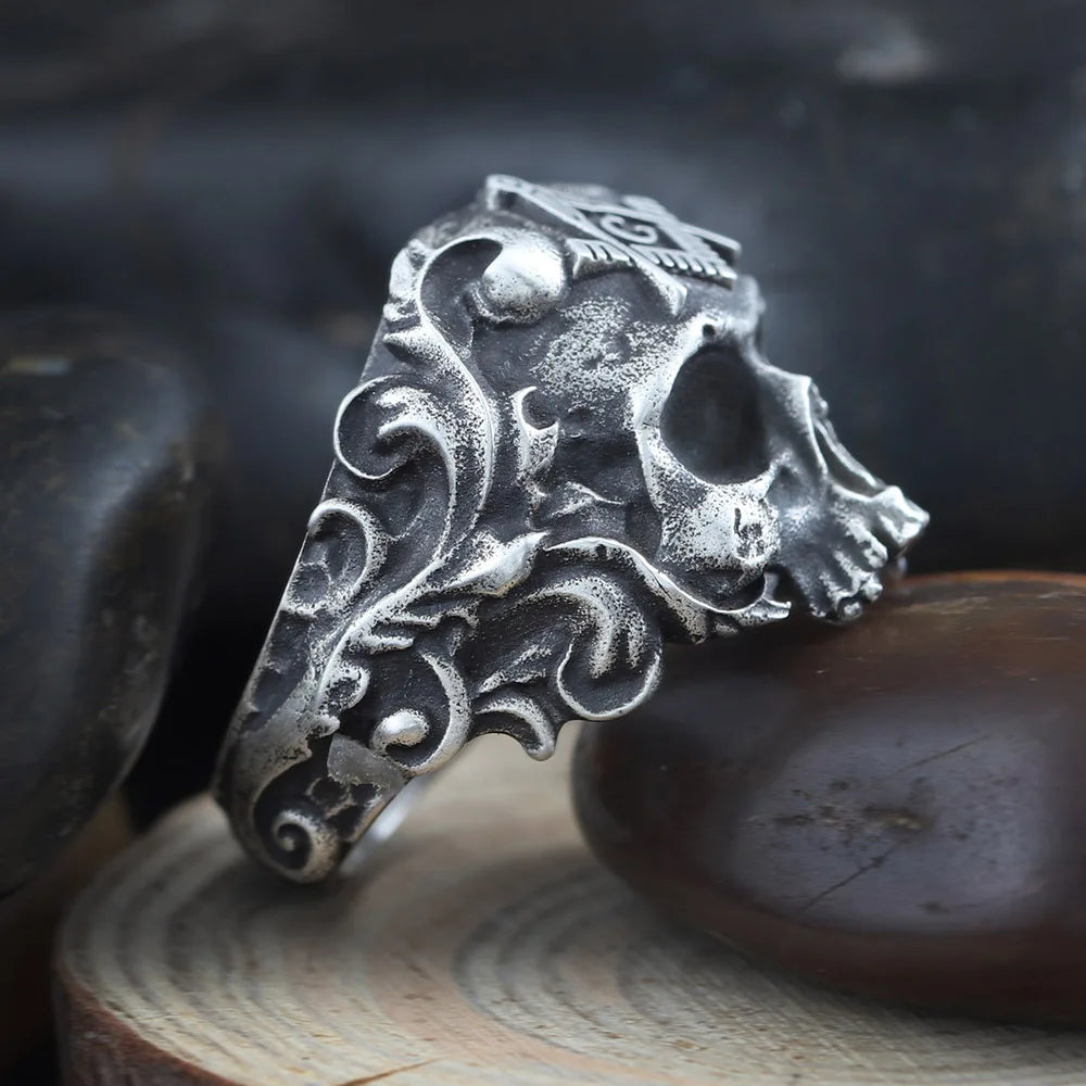 Anillo de la Logia Azul de Maestro Masón - Anillo de plata de ley Cuadrado y Compás G