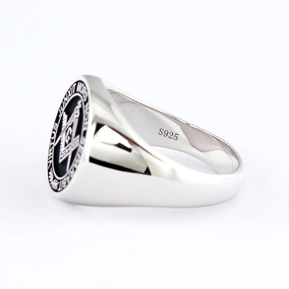 Anillo Master Mason Blue Lodge - S&amp;C G Virtus Junxit Mors Non Separabit Sterling