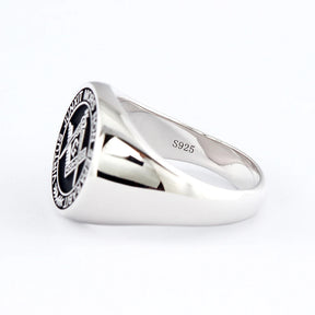 Anillo Master Mason Blue Lodge - S&amp;C G Virtus Junxit Mors Non Separabit Sterling